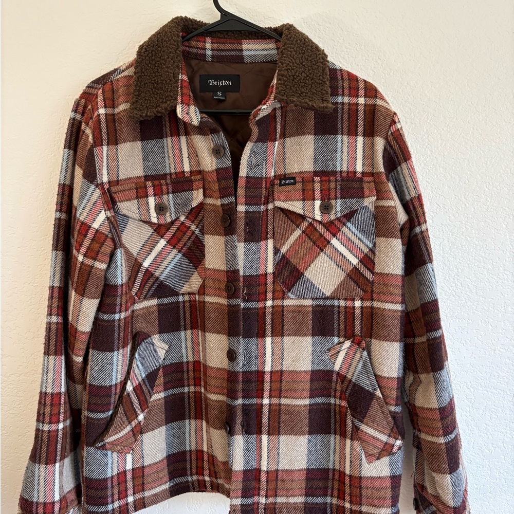Brixton Men's Tan and Brown Plaid Jacket